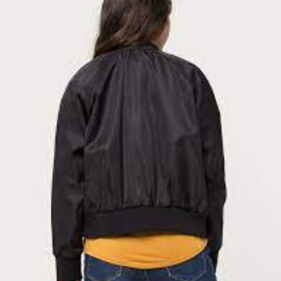 Free People Womens Jacket Size Small Midnight Black Bomber Zipper Front - Picture 8 of 8